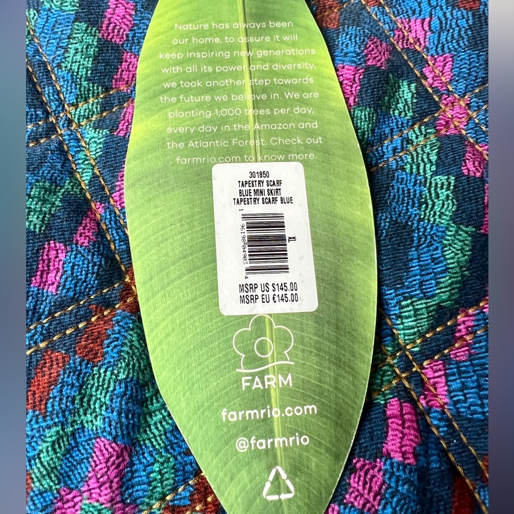 Farm Rio Tapestry Scarf Blue Quilted Mini Skirt - Size XL - NEW - Picture 5 of 6